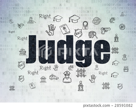 Law concept: Judge on Digital Data Paper Law concept: Judge on Digital Data Paper 28591082