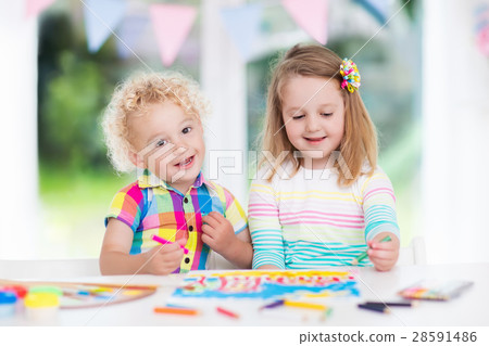 Kids paint and draw at home Kids paint and draw at home 28591486