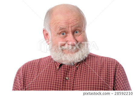 Senior man shows surprised smile facial expression 28592210