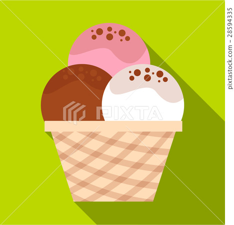 Mixed ice cream scoops in waffle bowl icon Mixed ice cream scoops in waffle bowl icon 28594335