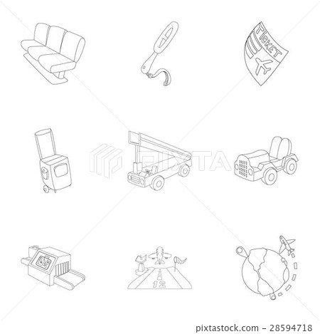 Airport icons set, outline style Airport icons set, outline style 28594718