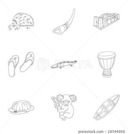 Holiday in Australia icons set, outline style 28594808