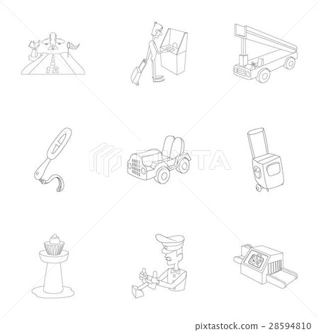 Flights icons set, outline style Flights icons set, outline style 28594810