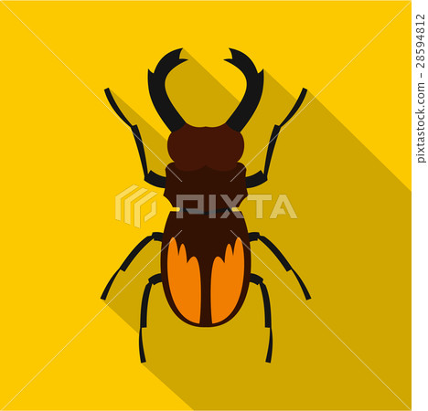 Stag beetle icon, flat style Stag beetle icon, flat style 28594812