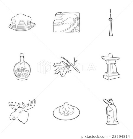 Canada icons set, outline style Canada icons set, outline style 28594814