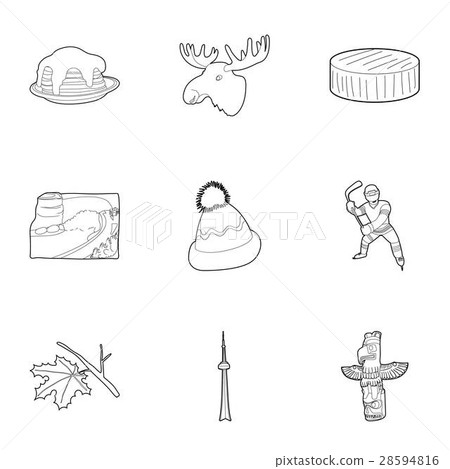 Holiday in Canada icons set, outline style 28594816