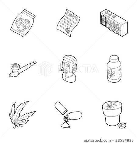 Marijuana icons set, outline style Marijuana icons set, outline style 28594935