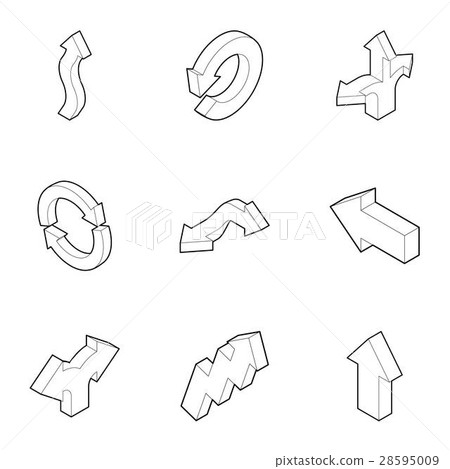 Direction icons set, outline style 28595009