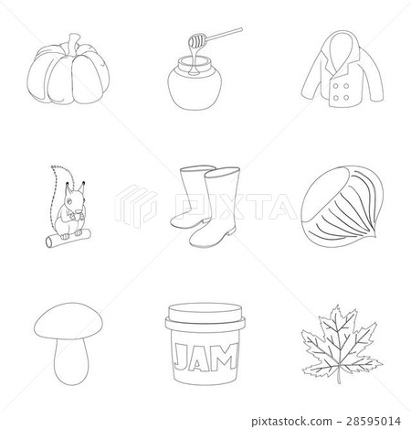 Autumn icons set, outline style Autumn icons set, outline style 28595014
