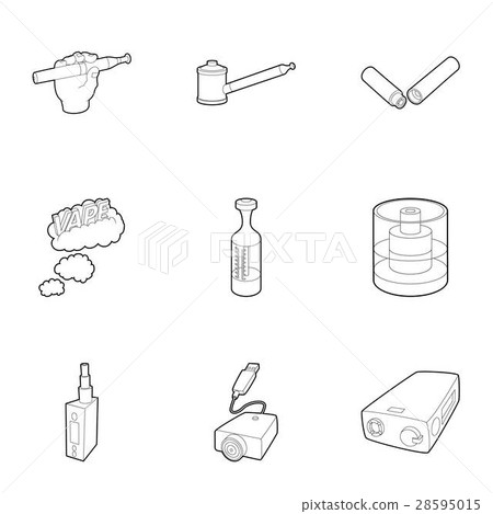 Electronic cigarette icons set, outline style 28595015