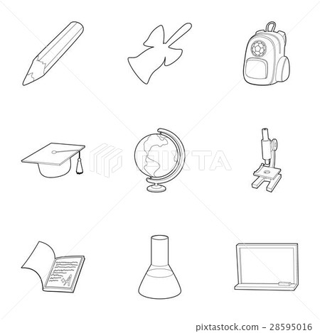 School icons set, outline style 28595016