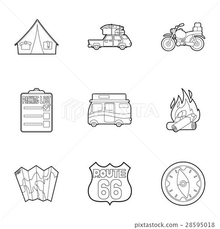 Nature trip icons set, outline style Nature trip icons set, outline style 28595018