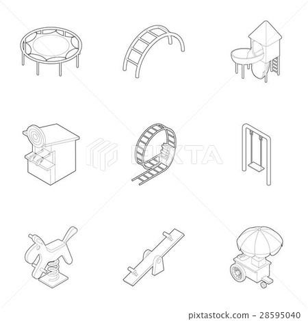 Children entertainment icons set, outline style Children entertainment icons set, outline style 28595040