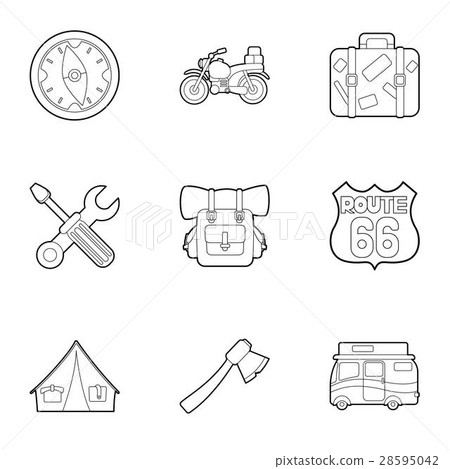 Camping icons set, outline style 28595042