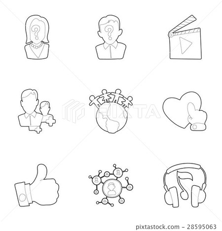 Communication icons set, outline style Communication icons set, outline style 28595063