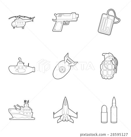 Army weapons icons set, outline style Army weapons icons set, outline style 28595127