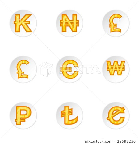 Types of money icons set, cartoon style Types of money icons set, cartoon style 28595236