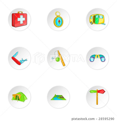 Encampment icons set, cartoon style 28595290