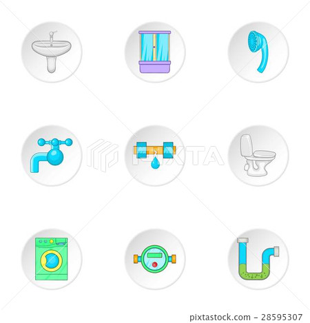 Equipment for bathroom icons set, cartoon style Equipment for bathroom icons set, cartoon style 28595307