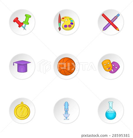 Learning in school icons set, cartoon style 28595381