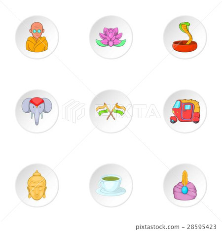 Tourism in India icons set, cartoon style 28595423