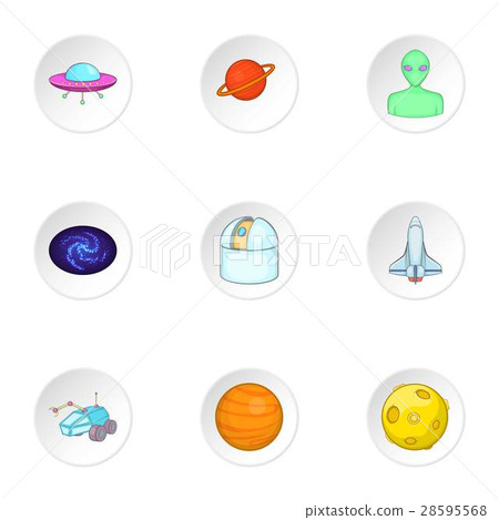 Cosmos icons set, cartoon style Cosmos icons set, cartoon style 28595568