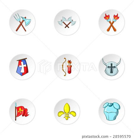 Medieval armor icons set, cartoon style 28595570