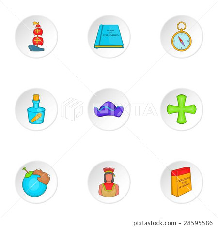 Pioneer icons set, cartoon style 28595586