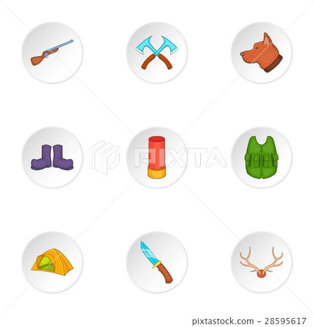 Nature tourism icons set, cartoon style Nature tourism icons set, cartoon style 28595617