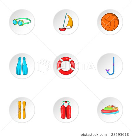 Water exercise icons set, cartoon style 28595618