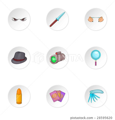 Spying icons set, cartoon style 28595620
