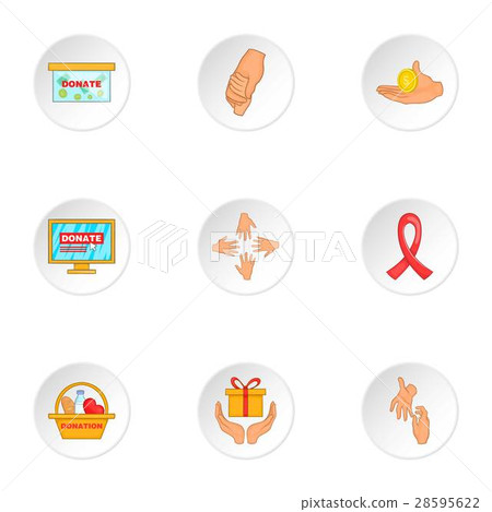 Donation icons set, cartoon style Donation icons set, cartoon style 28595622