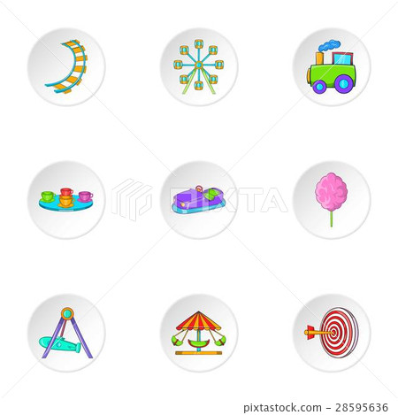 Children rides icons set, cartoon style-插圖素材 [28595636] - PIXTA圖庫
