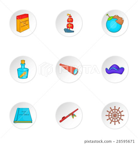 Geography icons set, cartoon style 28595671