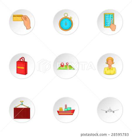 Shipping icons set, cartoon style Shipping icons set, cartoon style 28595783