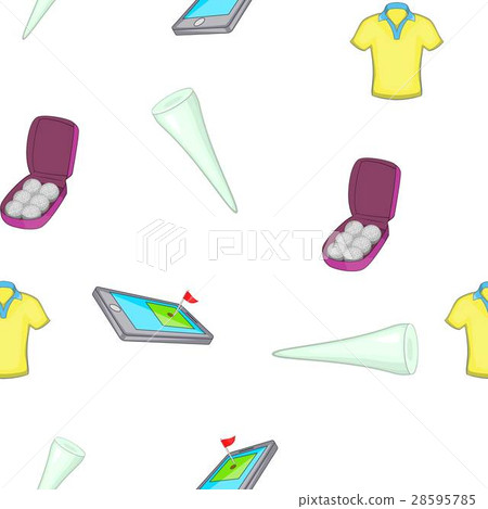 Golf elements pattern, cartoon style 28595785