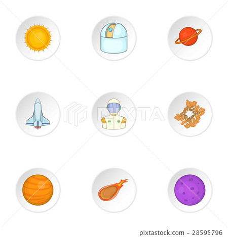 Outer space icons set, cartoon style Outer space icons set, cartoon style 28595796