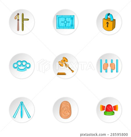 Offense icons set, cartoon style Offense icons set, cartoon style 28595800