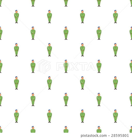 Man in green army uniform and blue beret pattern 28595801