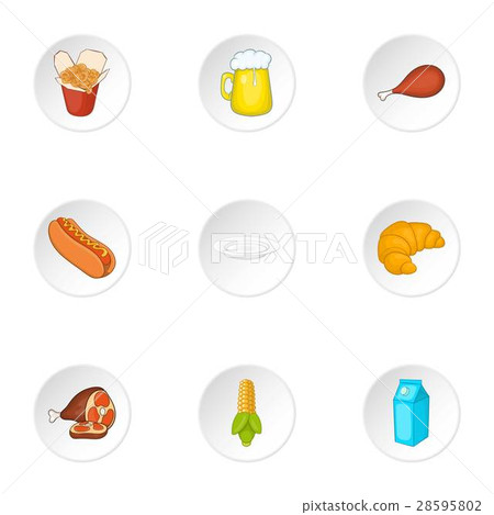 Junk food icons set, cartoon style Junk food icons set, cartoon style 28595802