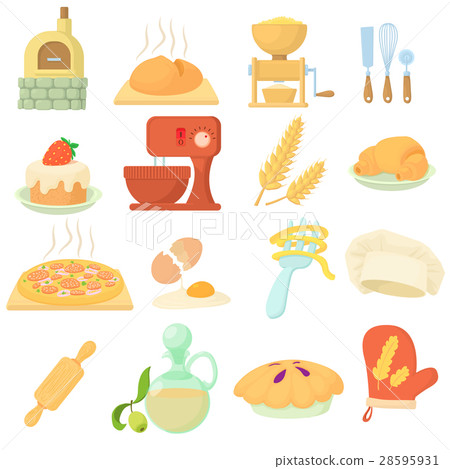 Bakery icons set, cartoon style Bakery icons set, cartoon style 28595931
