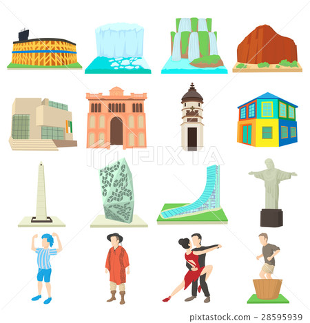 Argentina travel icons set, cartoon style 28595939