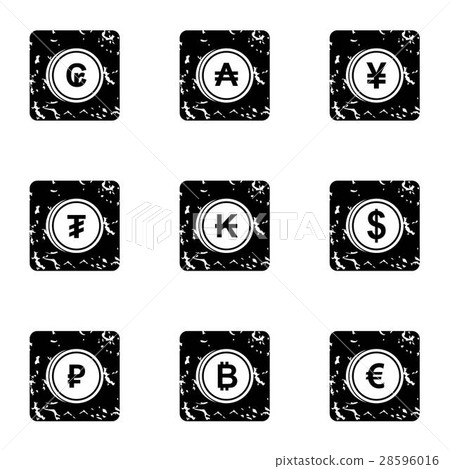 Money of countries icons set, grunge style 28596016