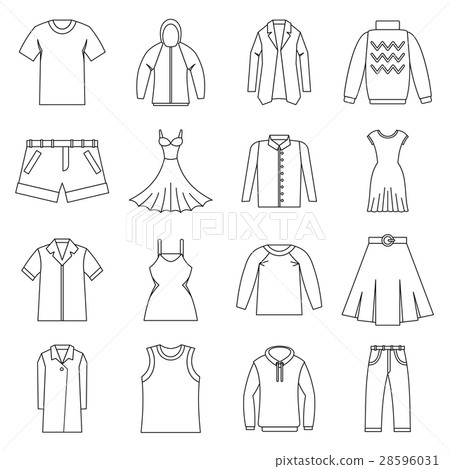 Different clothes icons set, outline style 28596031