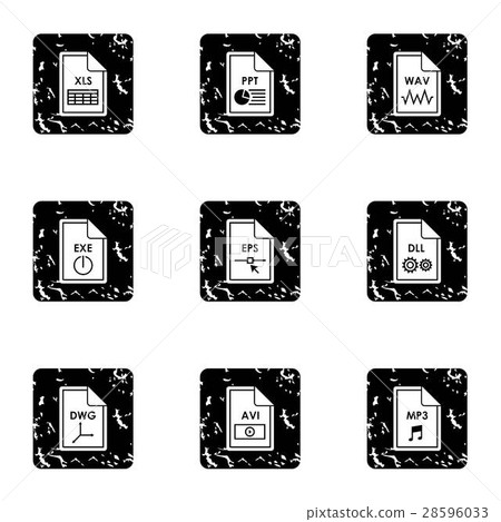 Files icons set, grunge style 28596033