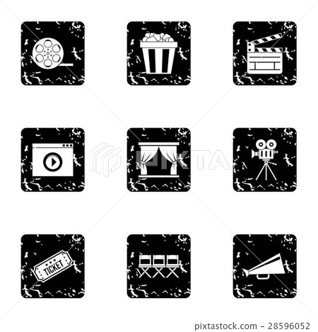 Film icons set, grunge style 28596052