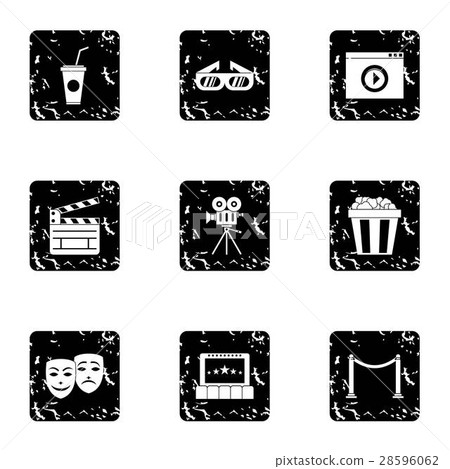 Cinematography icons set, grunge style 28596062