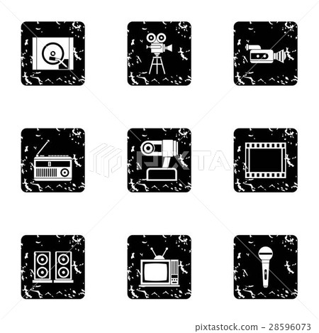 Electronic devices icons set, grunge style 28596073