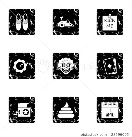 Jocularity icons set, grunge style 28596095