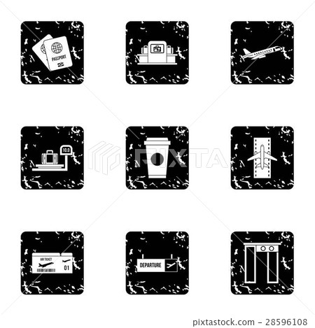 Airport icons set, grunge style Airport icons set, grunge style 28596108